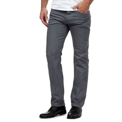 Jeff Banks Grey raw button fly straight leg jeans